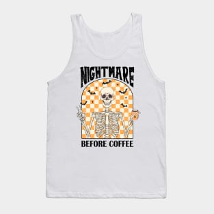 "Nightmare Before Coffee" Skeleton Drinking Coffee Tank Top